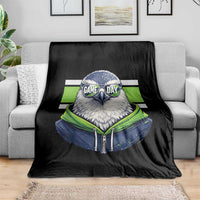Cool Hawk Wearing Hoodie Graphic Throw Blanket Game Day Swagger
