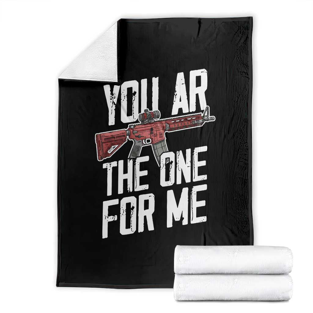 Funny Gun Lover Valentine Pun Throw Blanket You AR the One for Me Tactical Romance