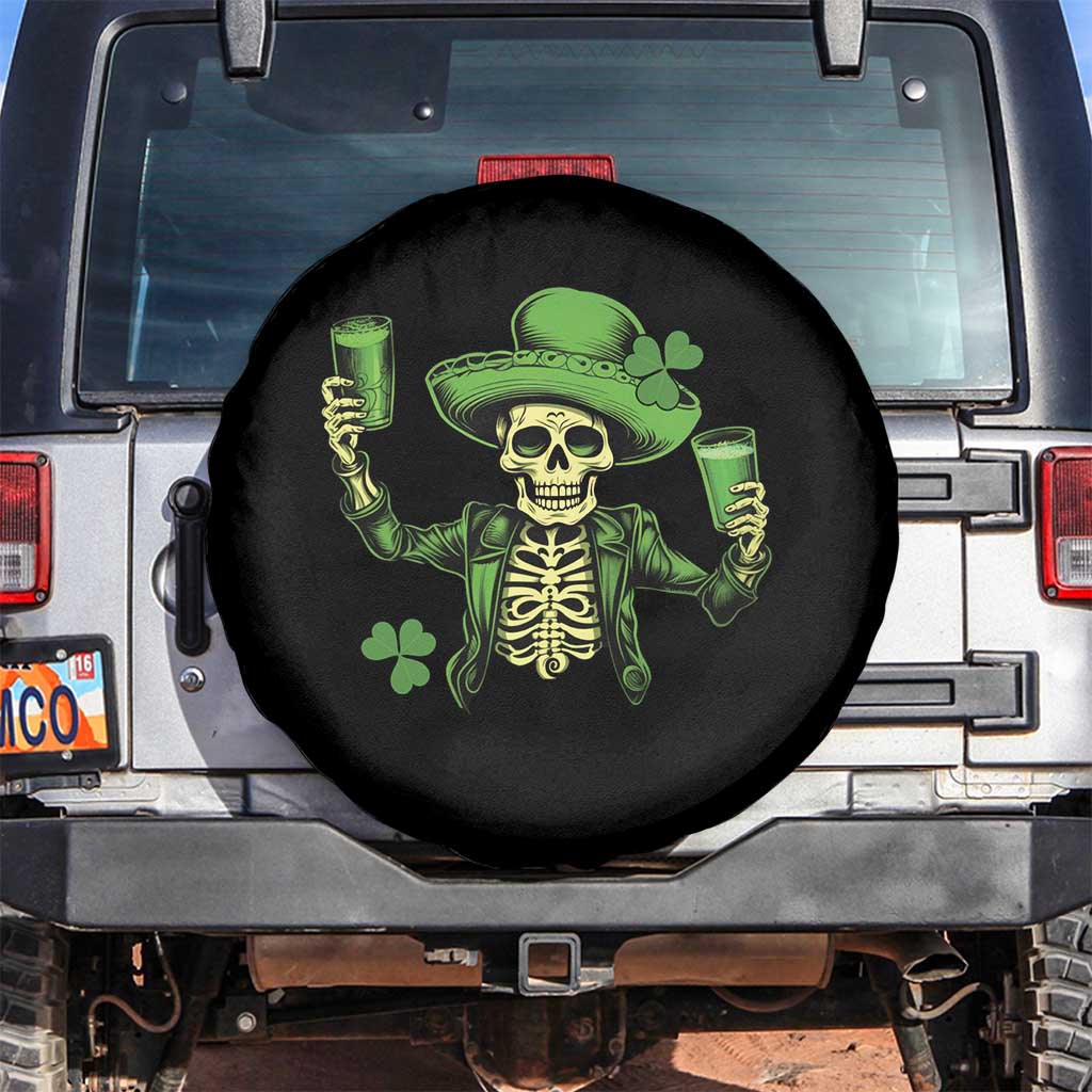 Funny St. Patricks Day Drinking Skeleton Spare Tire Cover for Beer Lover Alcoholic