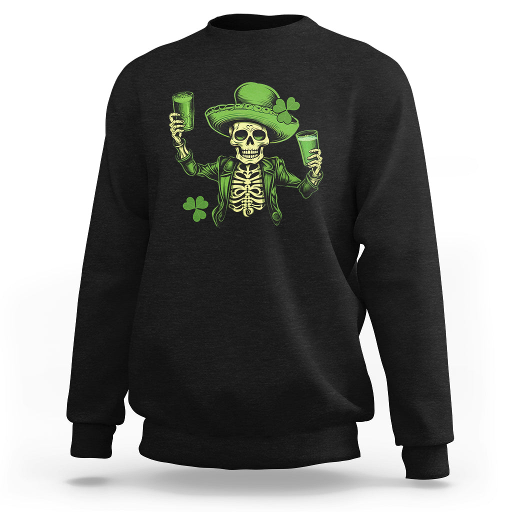 Funny St. Patricks Day Drinking Skeleton Sweatshirt for Beer Lover Alcoholic - Wonder Print Shop