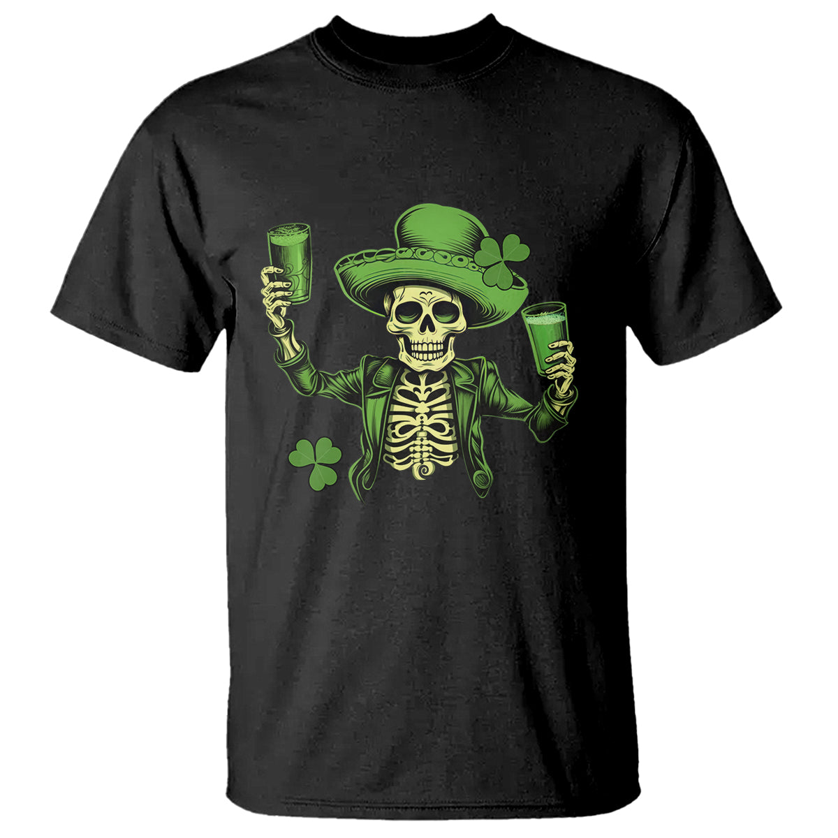 Funny St. Patricks Day Drinking Skeleton T Shirt for Beer Lover Alcoholic - Wonder Print Shop