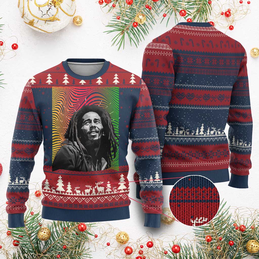 Legend Bob Ugly Christmas Sweater One Love The Reggae Vintage Graphic - Wonder Print Shop