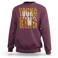 Maroon boys kente graphic sweatshirt with 'Young King' front print