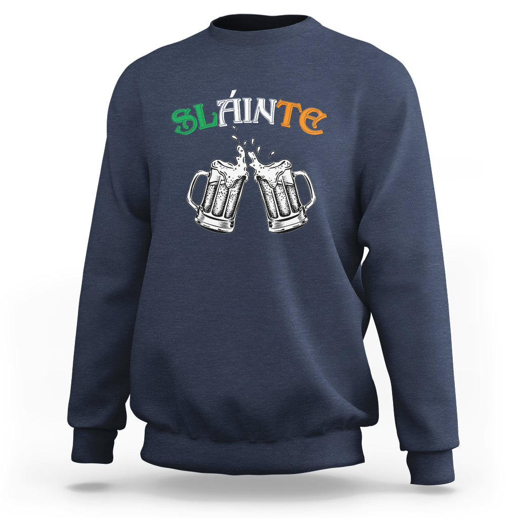 St. Patrick's Day sweatshirt with Sláinte beer mugs graphic
