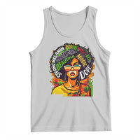 Light gray magic graphic tank top with colorful afro queen portrait