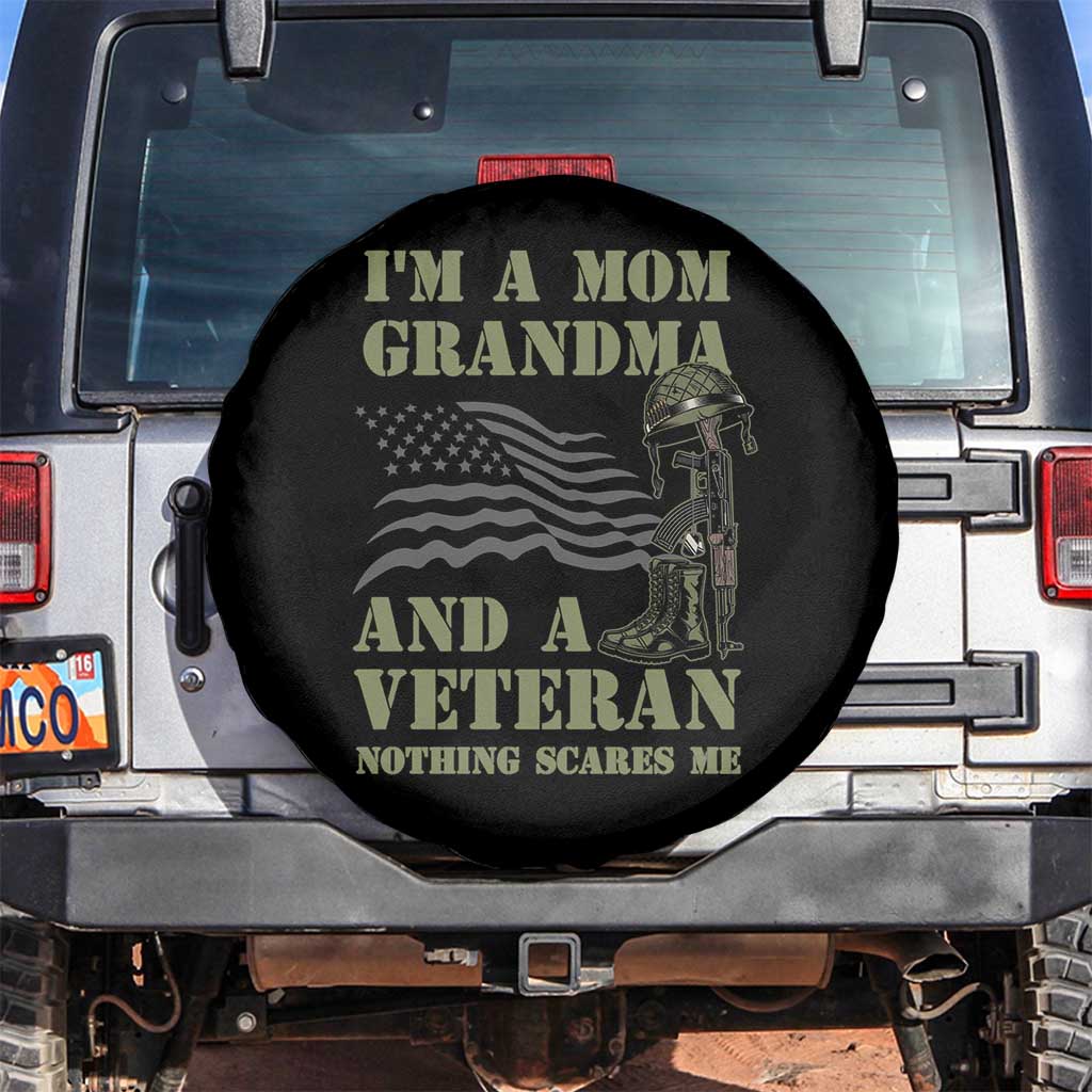 Female Veteran Spare Tire Cover I'm A Mom Grandma And A Veteran Nothing Scares Me