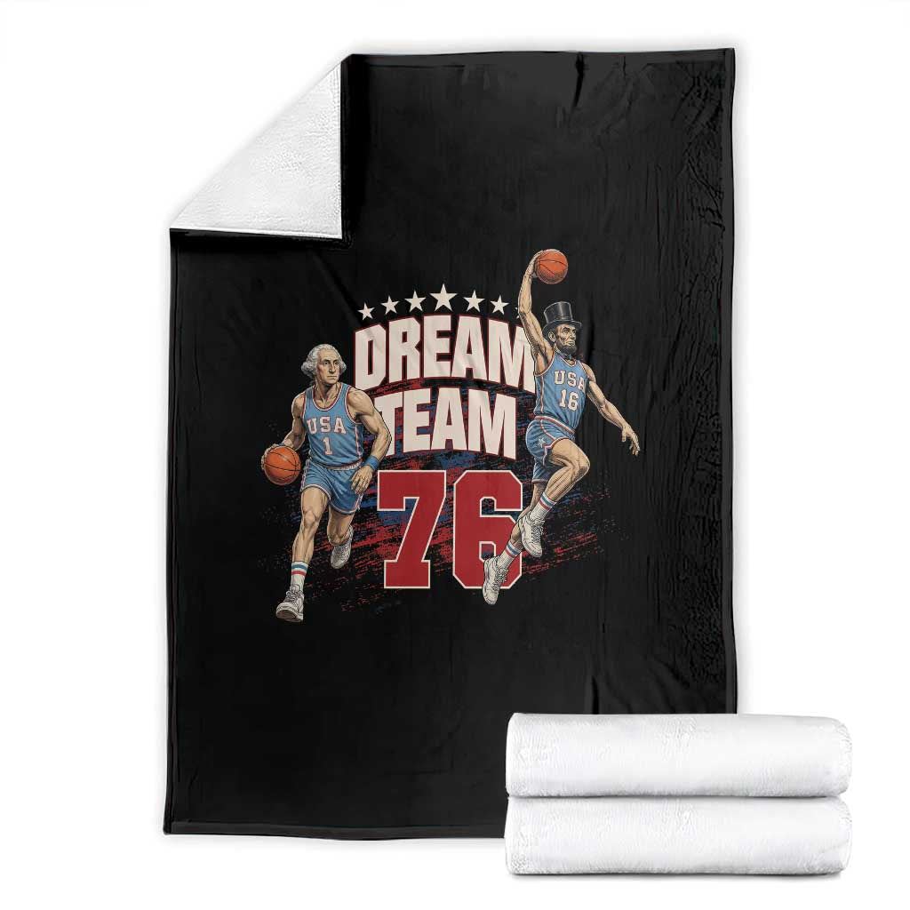 Dream Team 76 Founding Fathers Playing Basketball Throw Blanket Funny George Washington Abraham Lincoln Patriotic Sports Fan