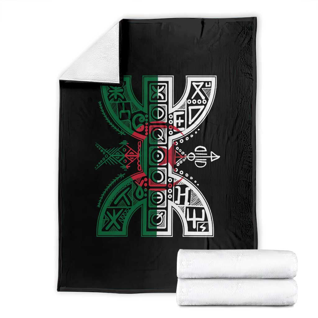 Algeria Amazigh Berber Yaz Symbol Algerian Flag Heritage Graphic Throw Blanket Traditional North African Tribal Culture Art