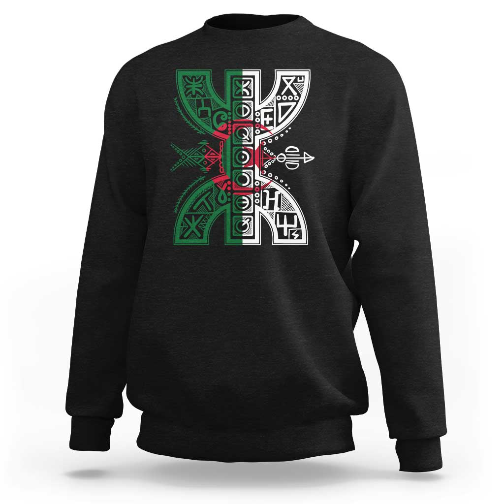 Algeria Amazigh Berber Yaz Symbol Algerian Flag Heritage Graphic Sweatshirt Traditional North African Tribal Culture Art