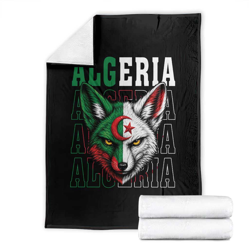 Algerian Fennec Fox Face Algeria National Flag Graphic Throw Blanket Proud North African Desert Animal