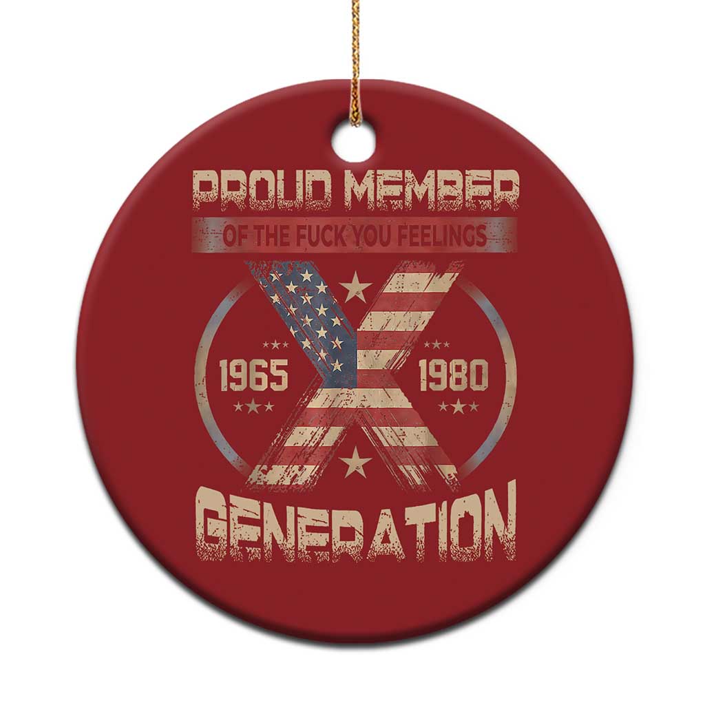 Generation X Christmas Ornament Proud Member Of The F Your Feelings Gen X 1965 1981 Retro American Flag - Wonder Print Shop