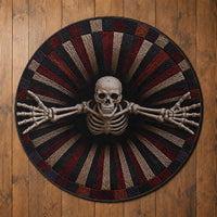 Spooky Skeleton Reaching Out 3D Optical Illusion Round Rug Gothic Horror Halloween Trippy Vortex Graphic