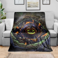 Evil Pumpkin Skull Pit Dark Fantasy 3D Halloween Optical Illusion Throw Blanket
