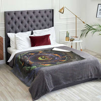 Evil Pumpkin Skull Pit Dark Fantasy 3D Halloween Optical Illusion Throw Blanket