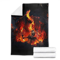 Skeleton Hello From Fiery Hell Pit 3D Halloween Optical Illusion Throw Blanket