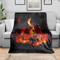 Skeleton Hello From Fiery Hell Pit 3D Halloween Optical Illusion Throw Blanket