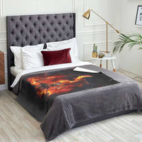 Skeleton Hello From Fiery Hell Pit 3D Halloween Optical Illusion Throw Blanket