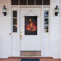 Skeleton Hello From Fiery Hell Pit 3D Halloween Optical Illusion Garden Flag