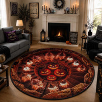 Cute Ghosts Witch in Evil Pumpkin Pit 3D Halloween Optical Illusion Round Rug