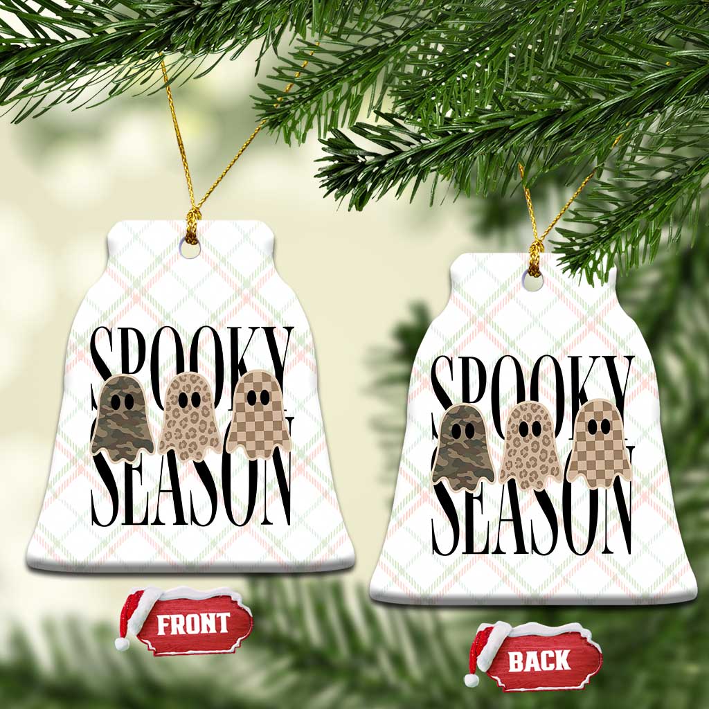 Spooky Season Camo Leopard Checkered Ghosts Halloween Graphic Ceramic Ornament