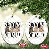 Spooky Season Camo Leopard Checkered Ghosts Halloween Graphic Ceramic Ornament