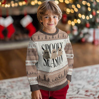 Spooky Season Camo Leopard Checkered Ghosts Halloween Graphic Ugly Christmas Sweater