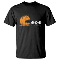 Funny Giant Pumpkin Eating Cute Ghosts Sheets T Shirt Retro Spooky Halloween