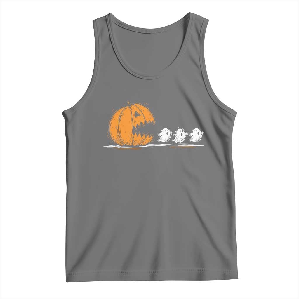 Funny Giant Pumpkin Eating Cute Ghosts Sheets Tank Top Retro Spooky Halloween