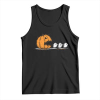 Funny Giant Pumpkin Eating Cute Ghosts Sheets Tank Top Retro Spooky Halloween