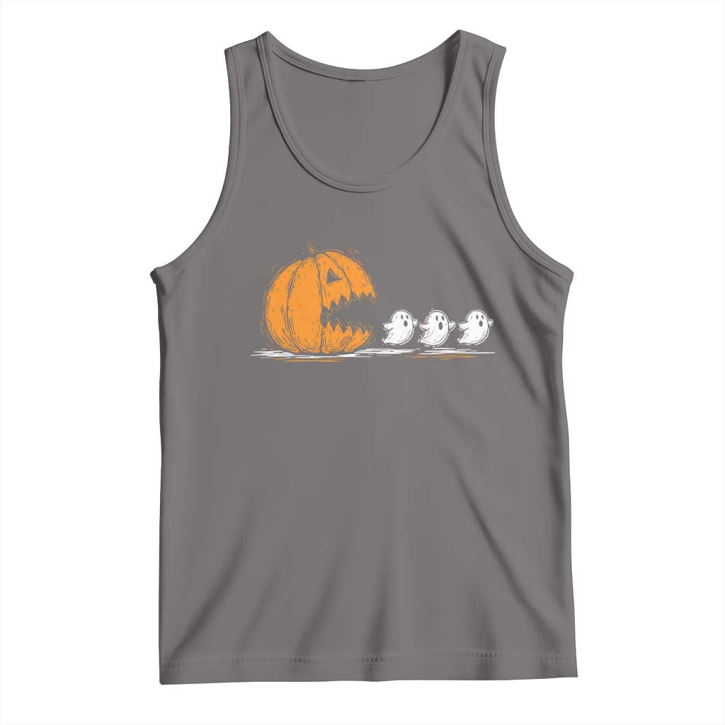 Funny Giant Pumpkin Eating Cute Ghosts Sheets Tank Top Retro Spooky Halloween
