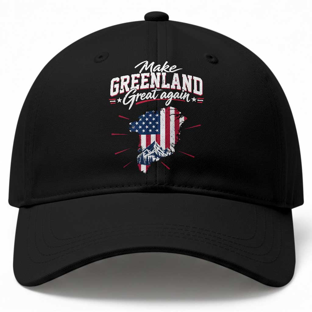 Make Greenland Great Again MGGA Map USA Flag Baseball Cap Patriotic Mountain Landscape Country Graphic