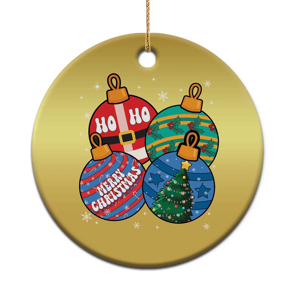 Retro Groovy Merry Christmas Ornament Ho Ho Ho Christmas Ornament - Wonder Print Shop