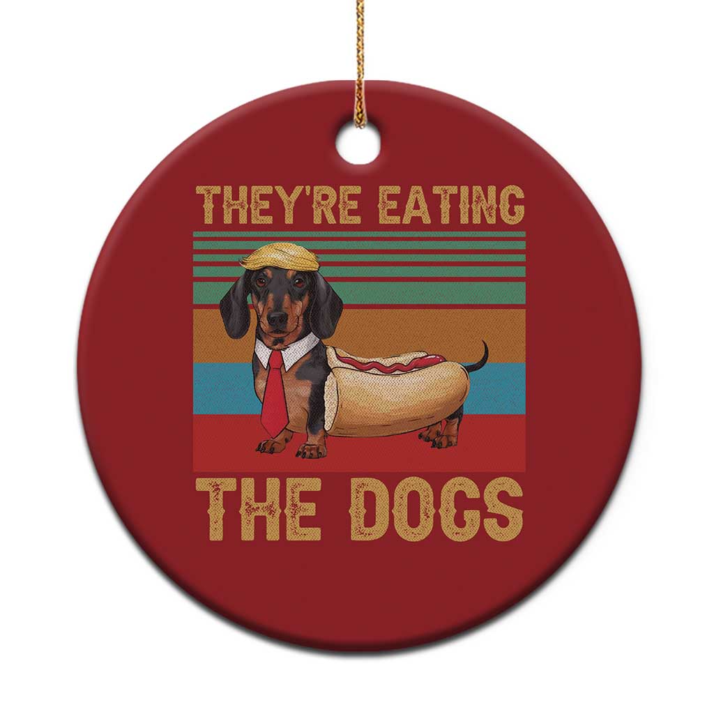 Funny Hot Dog Lover Christmas Ornament They're Eating The Dogs Dachshund - Wonder Print Shop