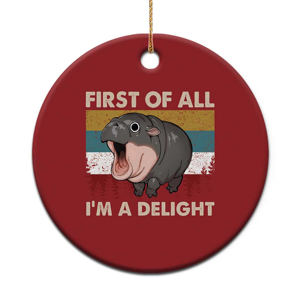 Funny Screaming Moo Deng Christmas Ornament First Of All I'm A Delight Retro Vintage - Wonder Print Shop