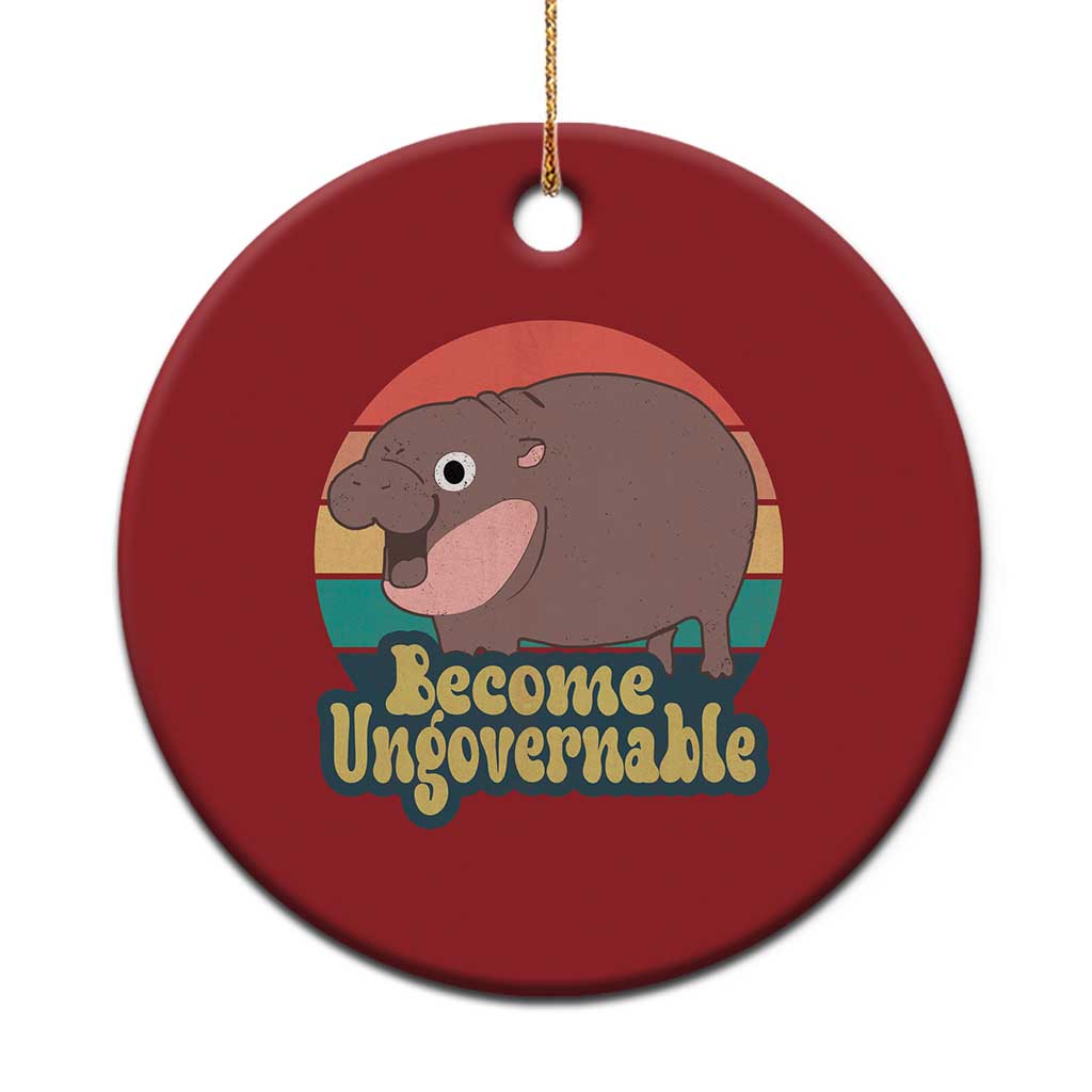 Funny Baby Hippo Moo Deng Christmas Ornament Become Ungovernable Retro - Wonder Print Shop