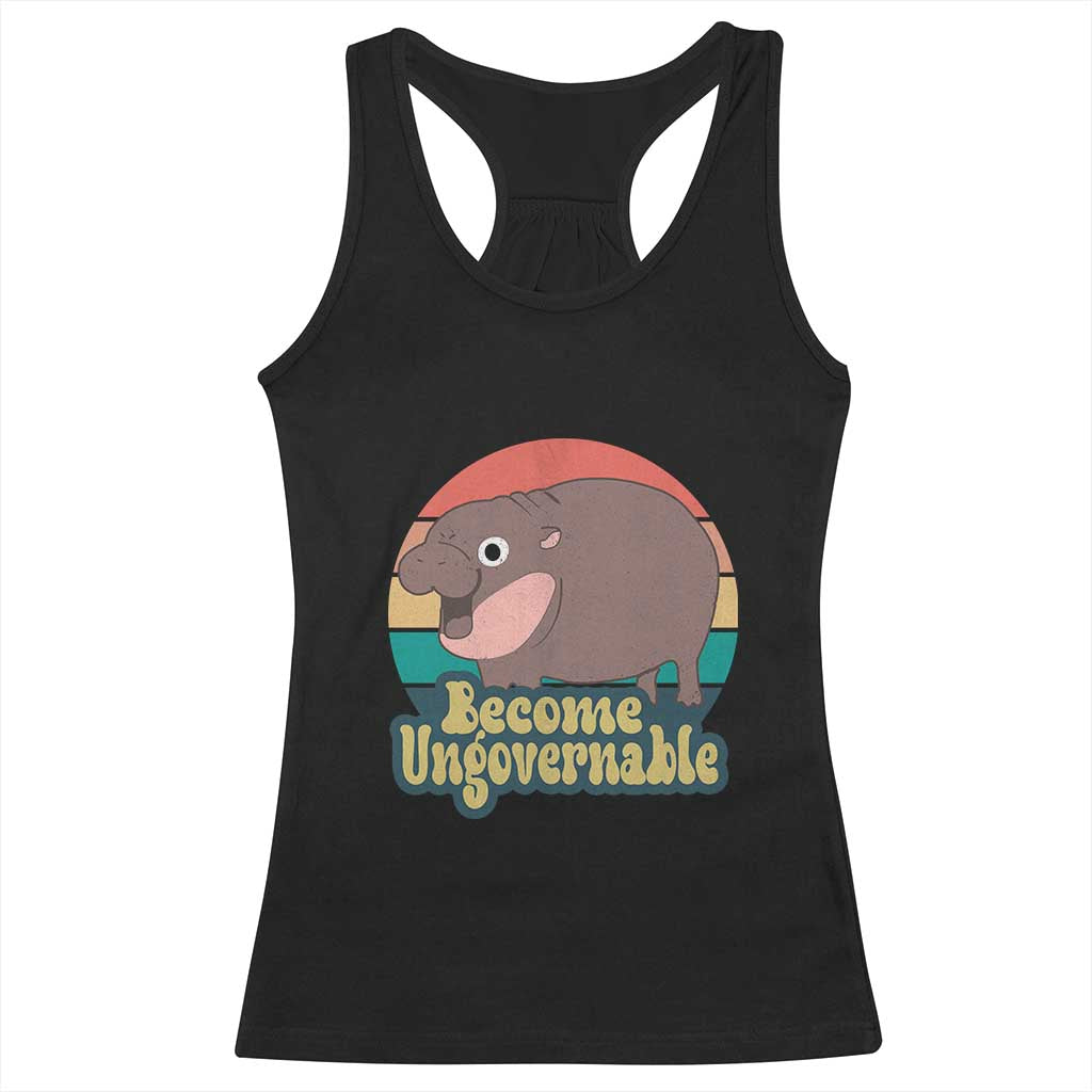 Funny Baby Hippo Moo Deng Racerback Tank Top Become Ungovernable Retro