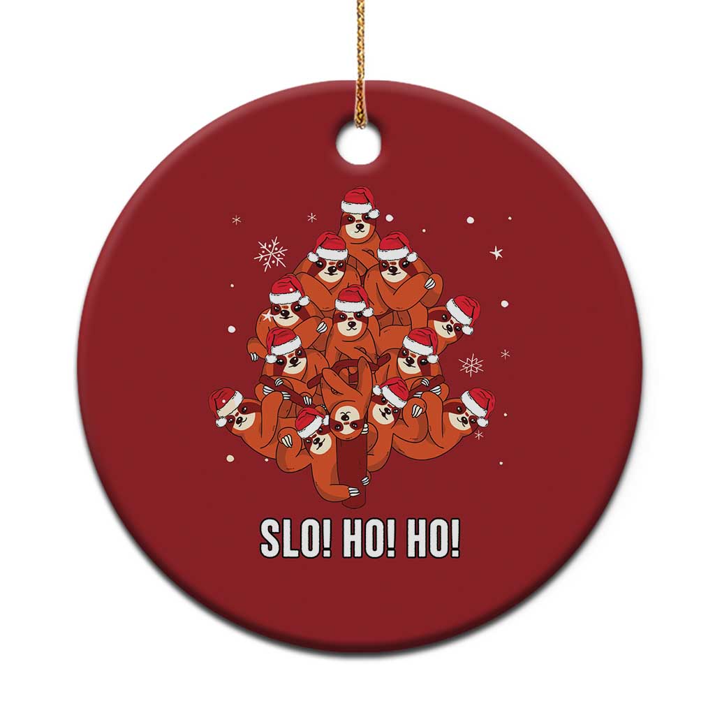 Funny Sloth Xmas Tree Christmas Ornament Slo Ho Ho Ho Santa Hat - Wonder Print Shop