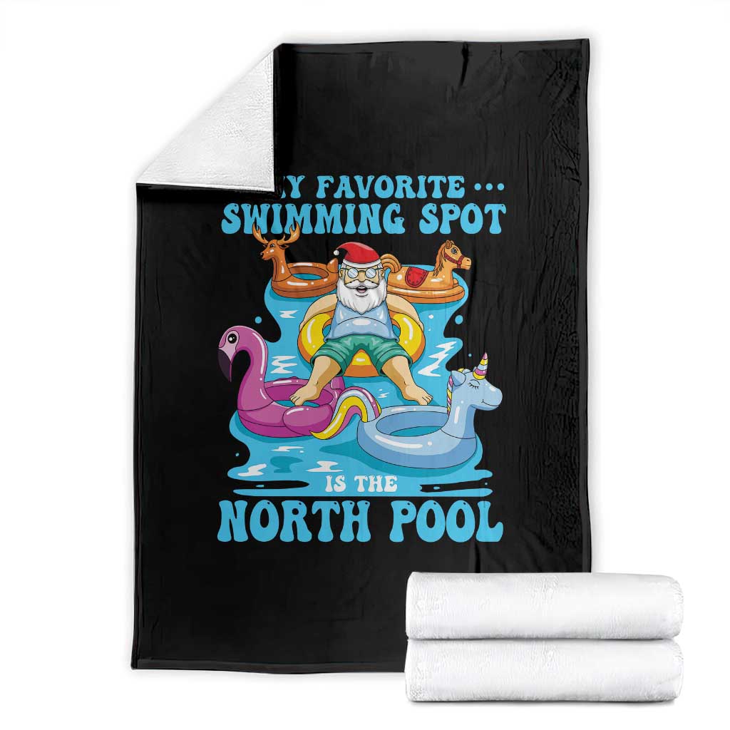 Christmas In July Relaxing Santa Throw Blanket My Favorite Swimming Spot Is The North Pole - Wonder Print Shop