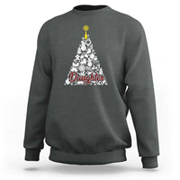 Dark heather kids sweatshirt with white Christmas tree graphic and red “Daughter” text