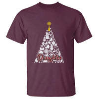 Maroon daughter Christmas tree T-shirt with 'Daughter' ornament graphic