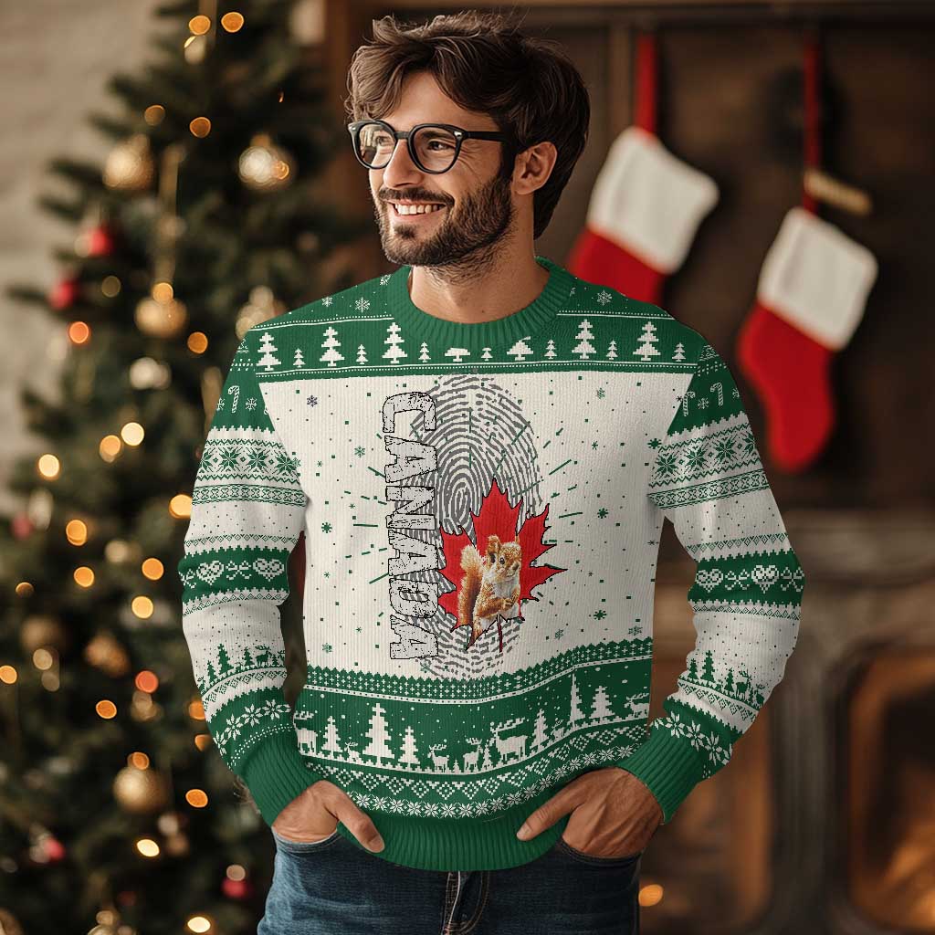 Canada Pride Knitted Sweatshirt Maple Leaf Squirrel Canadian Roots