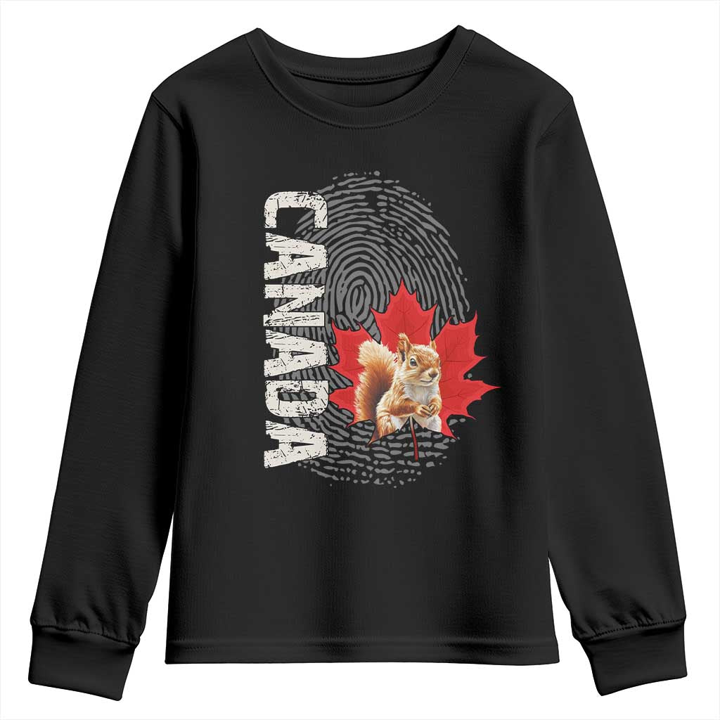 Canada Pride Youth Sweatshirt Maple Leaf Squirrel Canadian Roots