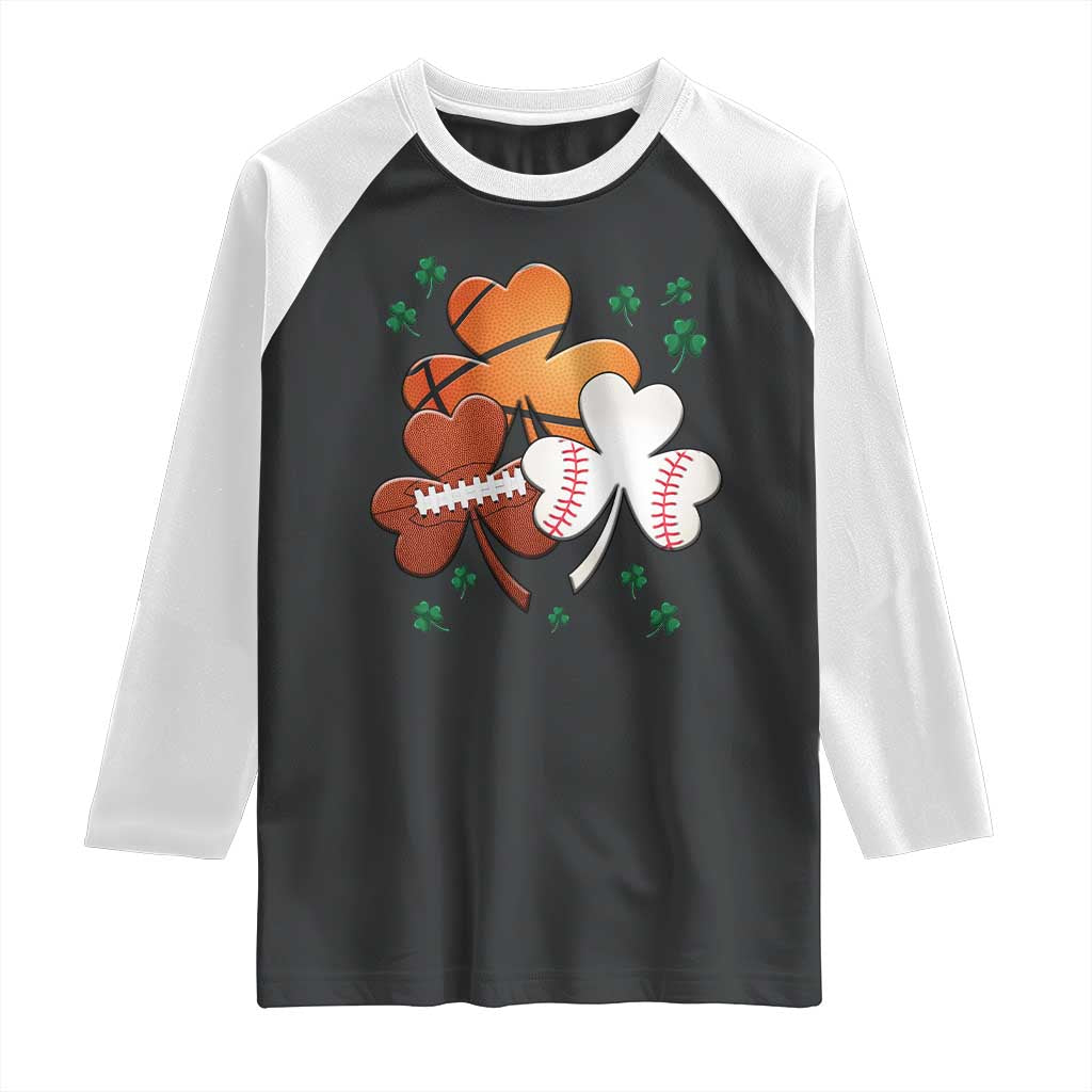 Football Basketball Baseball Shamrock Raglan Shirt Happy St Patricks Day Sport Lover