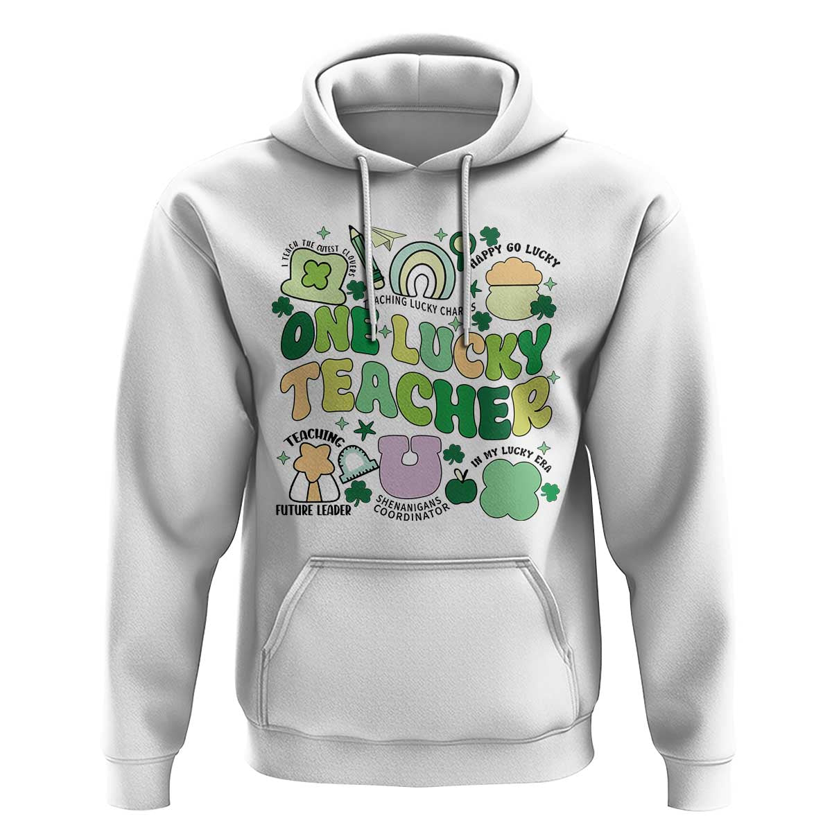 Teachers St Patrick's Day Hoodie One Lucky Teacher Retro Groovy