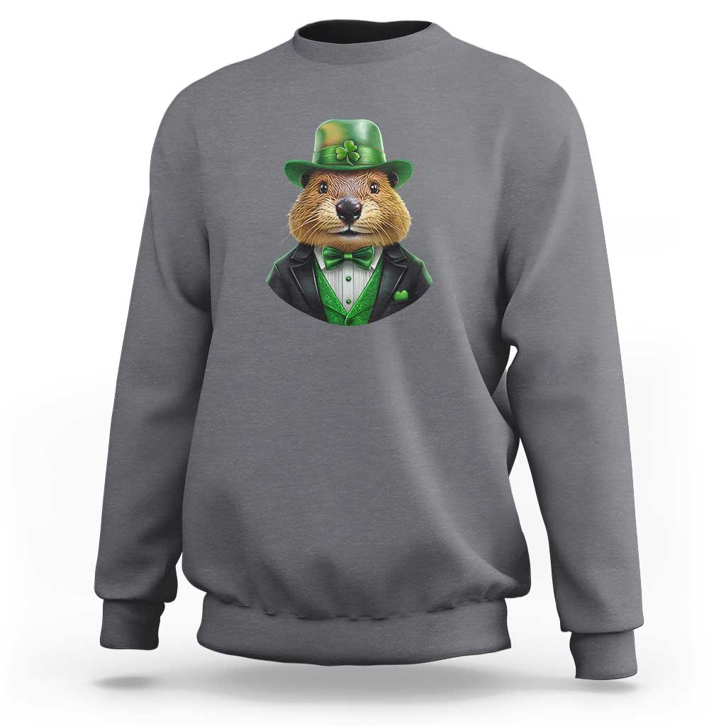 Funny Groundhog Leprechaun Sweatshirt Woodchuck Happy St Patrick's Day