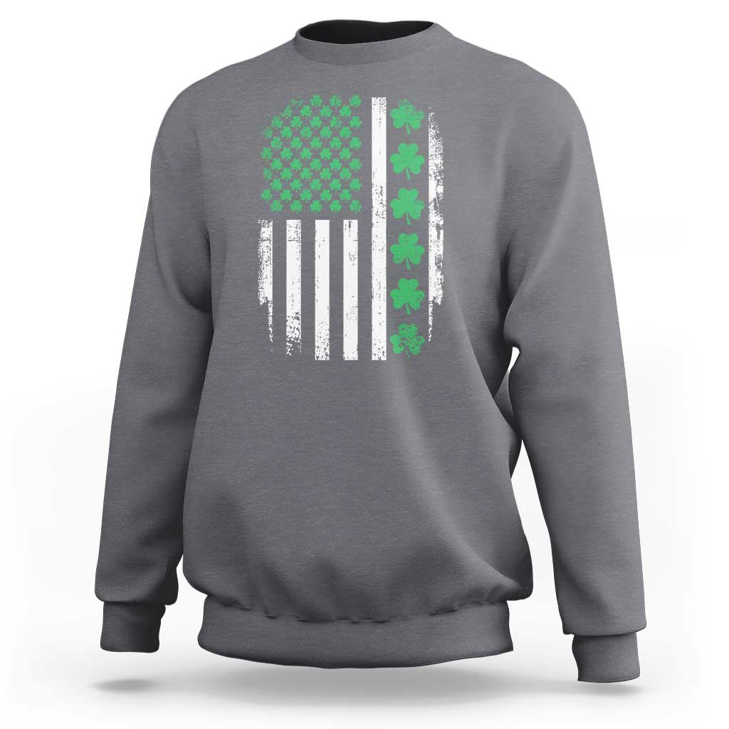 American Shamrock Flag Sweatshirt Lucky St Patricks Day