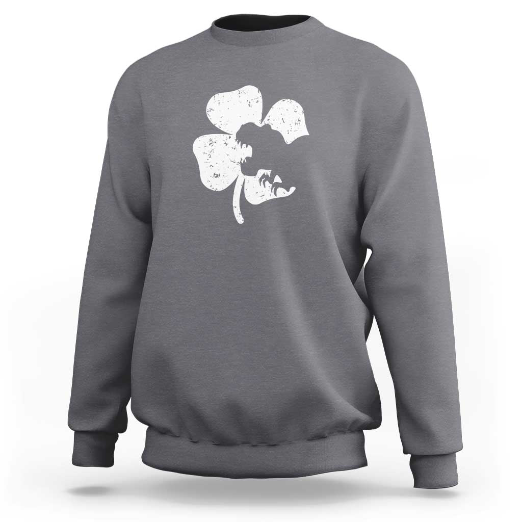 St Patricks Day Dinosaur Rex Sweatshirt Dino in Lucky Shamrock