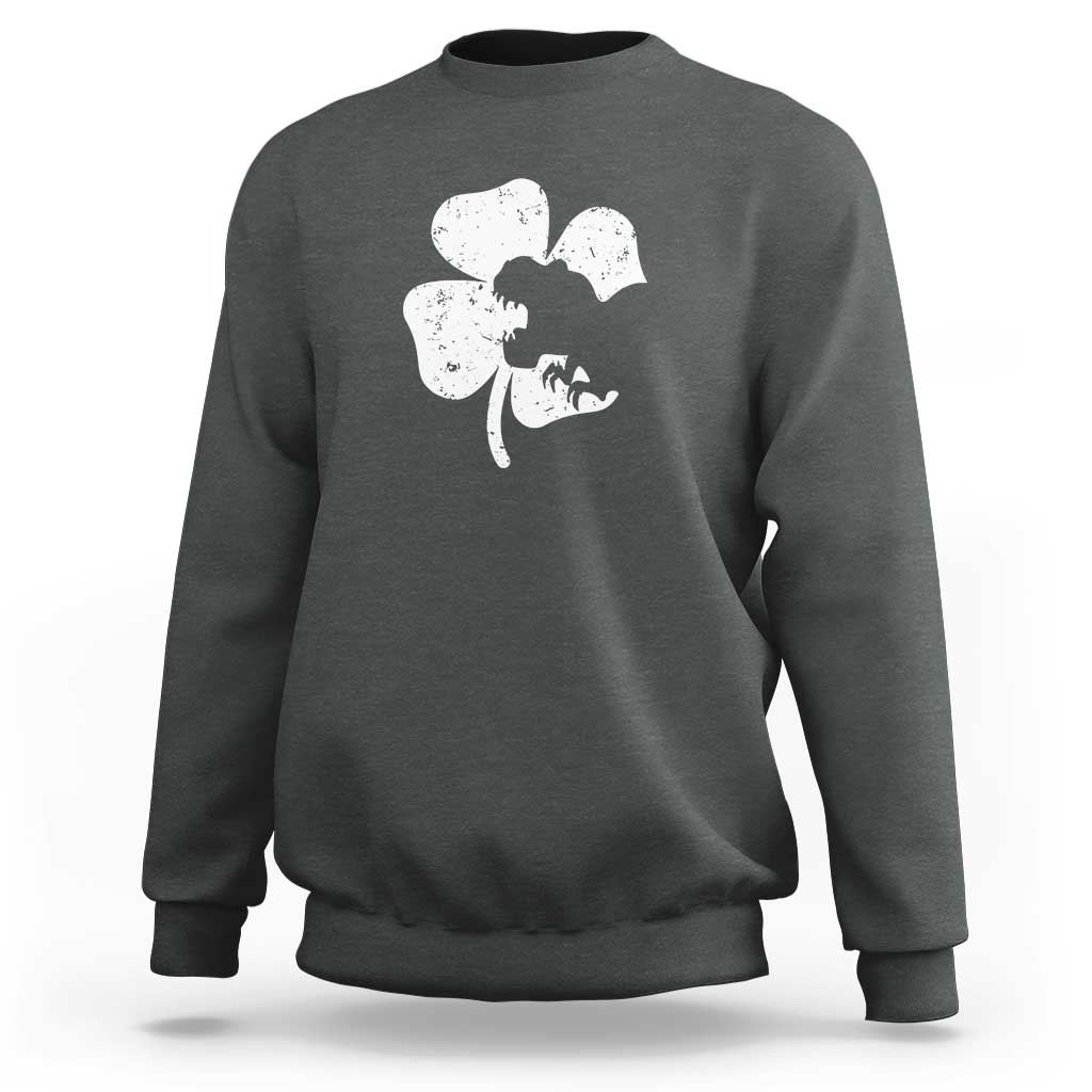 St Patricks Day Dinosaur Rex Sweatshirt Dino in Lucky Shamrock
