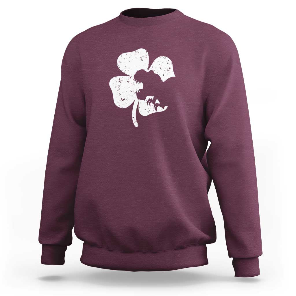 St Patricks Day Dinosaur Rex Sweatshirt Dino in Lucky Shamrock