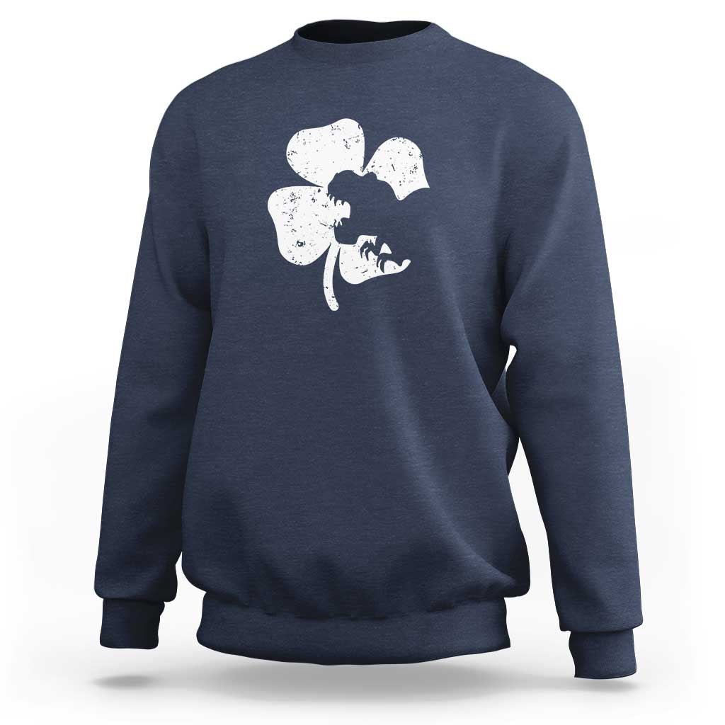 St Patricks Day Dinosaur Rex Sweatshirt Dino in Lucky Shamrock